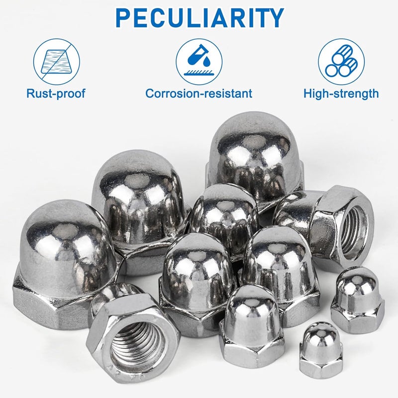 Vmuter 1/4"-20 Acorn Cap Nuts, 304 (18-8) Stainless Steel Dome Nuts for Furniture Automotive Marine Hardware, 40pcs - Image 4